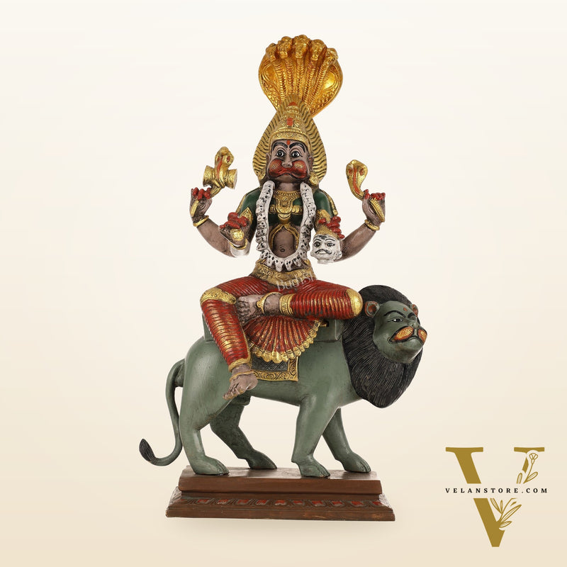 Pure Brass Pratyangira Devi Bhadrakali Statue - 19 Inch