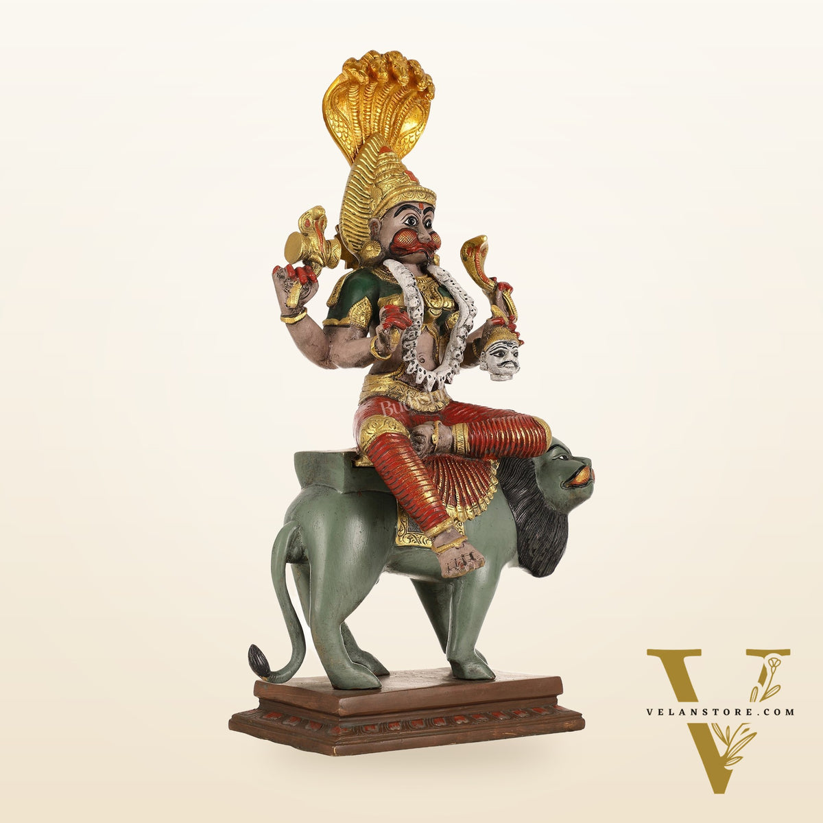 Pure Brass Pratyangira Devi Bhadrakali Statue - 19 Inch