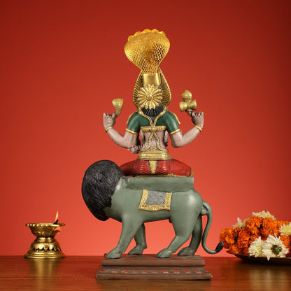 Pure Brass Pratyangira Devi Bhadrakali Statue - 19 Inch
