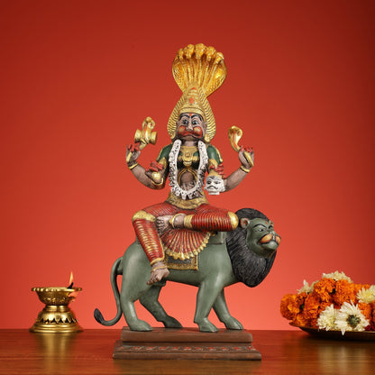 Pure Brass Pratyangira Devi Bhadrakali Statue - 19 Inch