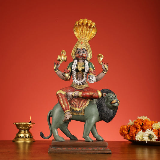 Pure Brass Pratyangira Devi Bhadrakali Statue - 19 Inch