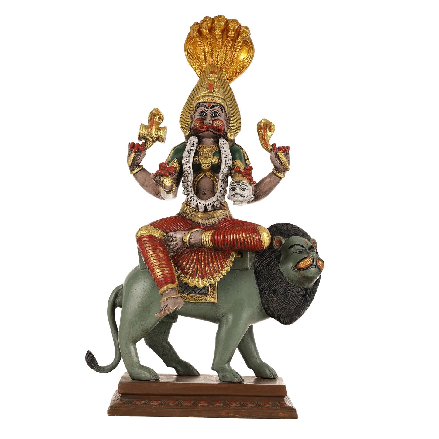 Pure Brass Pratyangira Devi Bhadrakali Statue - 19 Inch