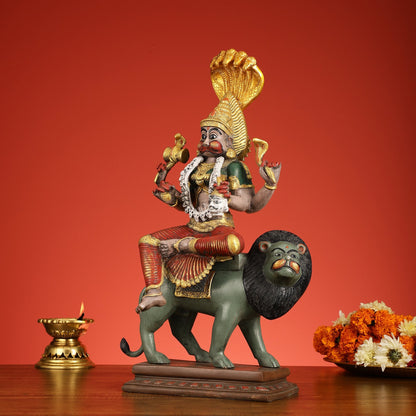 Pure Brass Pratyangira Devi Bhadrakali Statue - 19 Inch