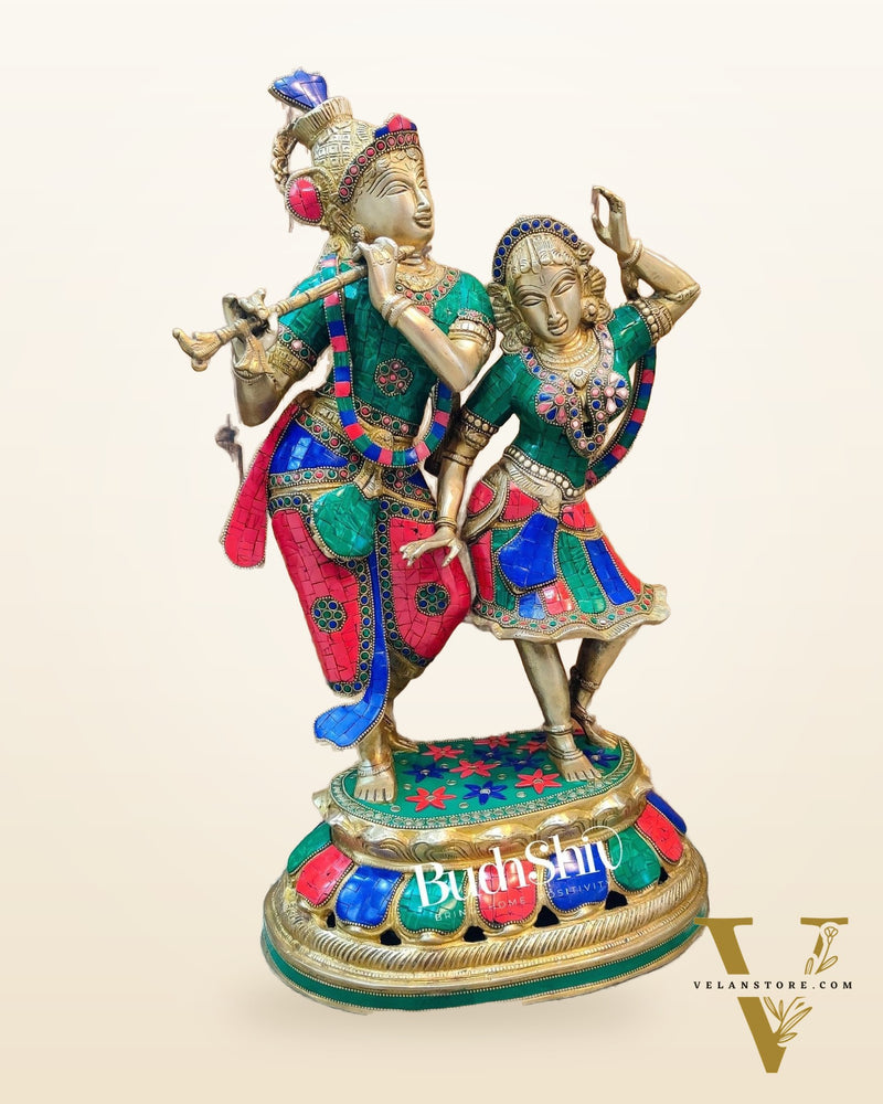 Pure Brass Radha Krishna Dancing Statue  23 inches