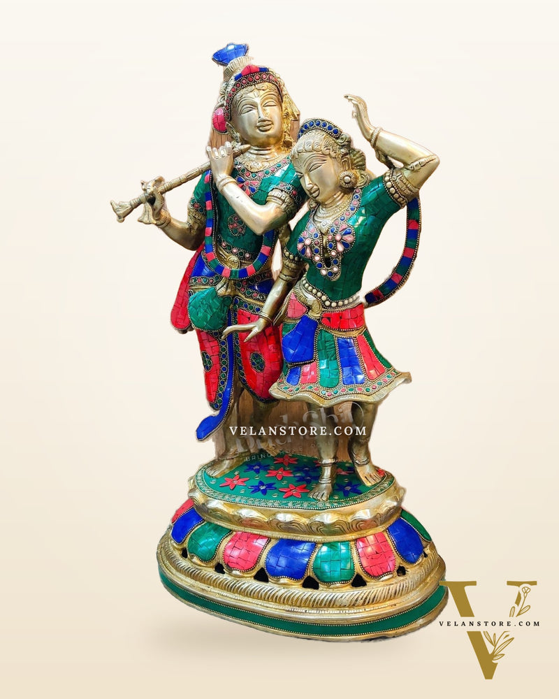 Pure Brass Radha Krishna Dancing Statue  23 inches