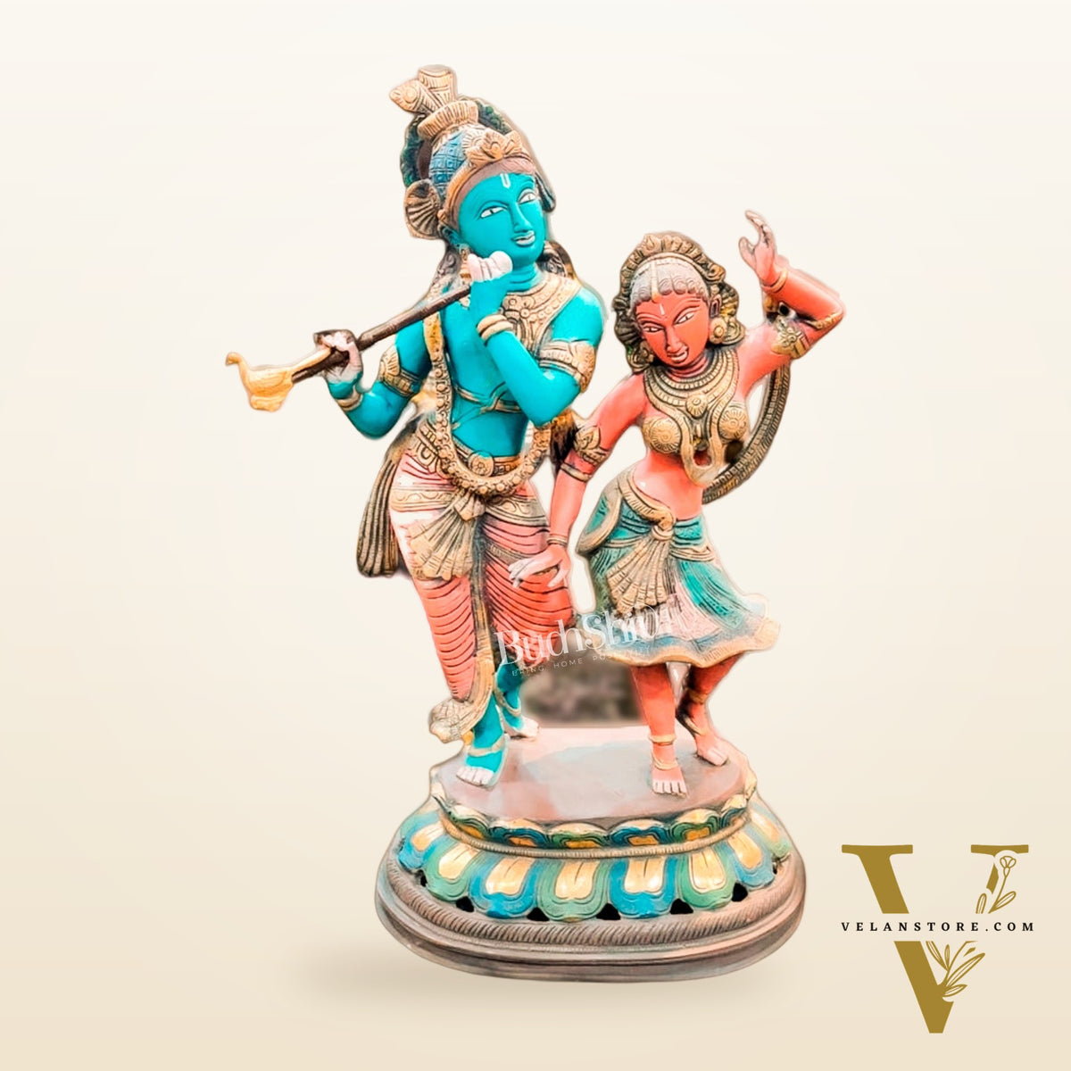 Pure Brass Radha Krishna Dancing Statue 23 inches