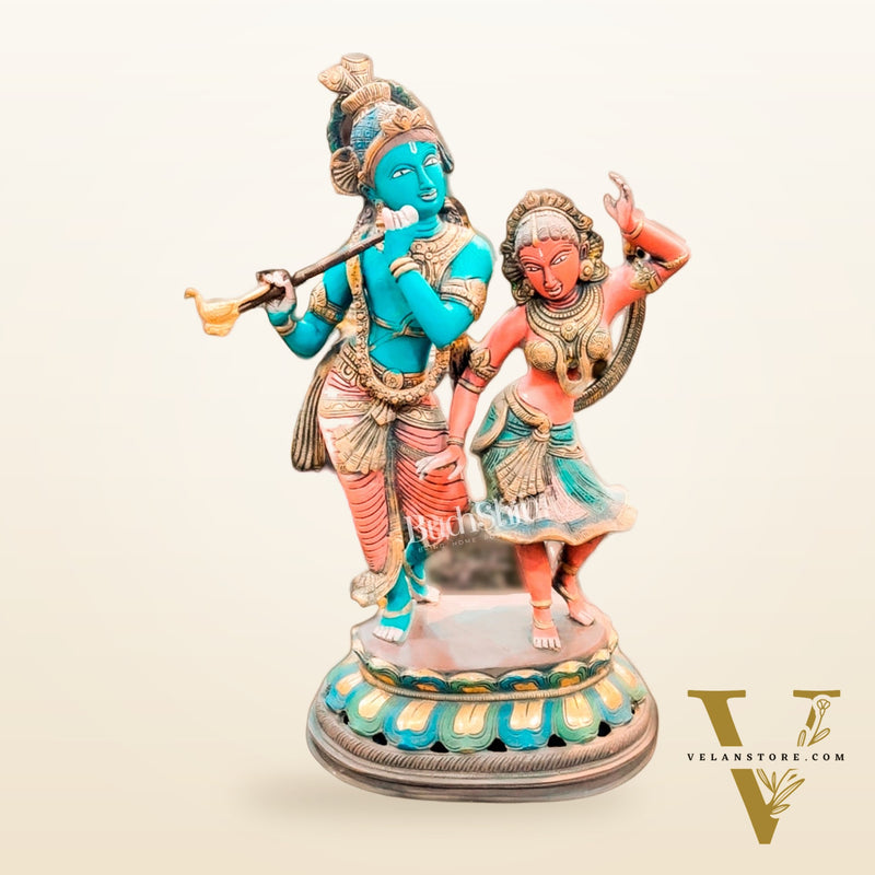 Pure Brass Radha Krishna Dancing Statue 23 inches
