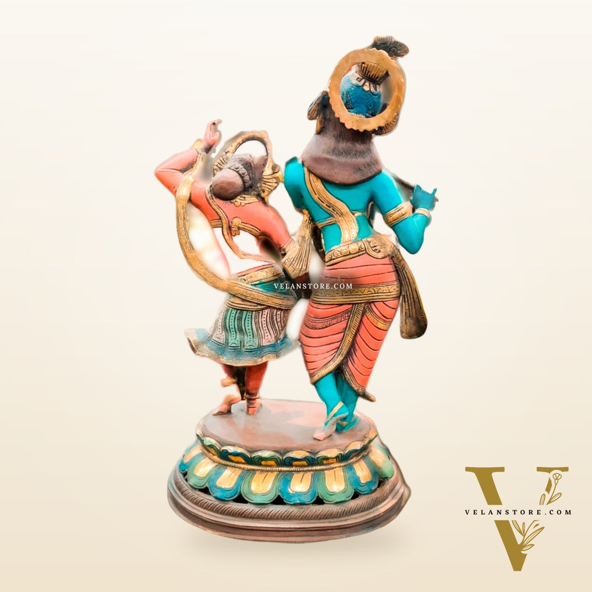 Pure Brass Radha Krishna Dancing Statue 23 inches