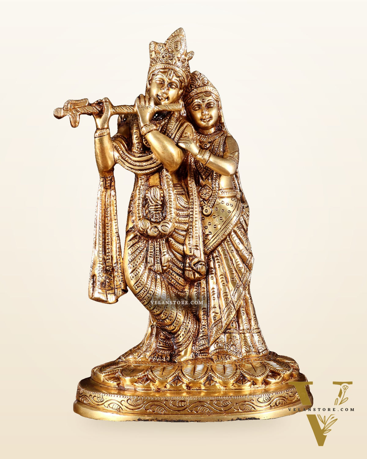 Pure Brass Radha Krishna Idol – 10.5 Inch