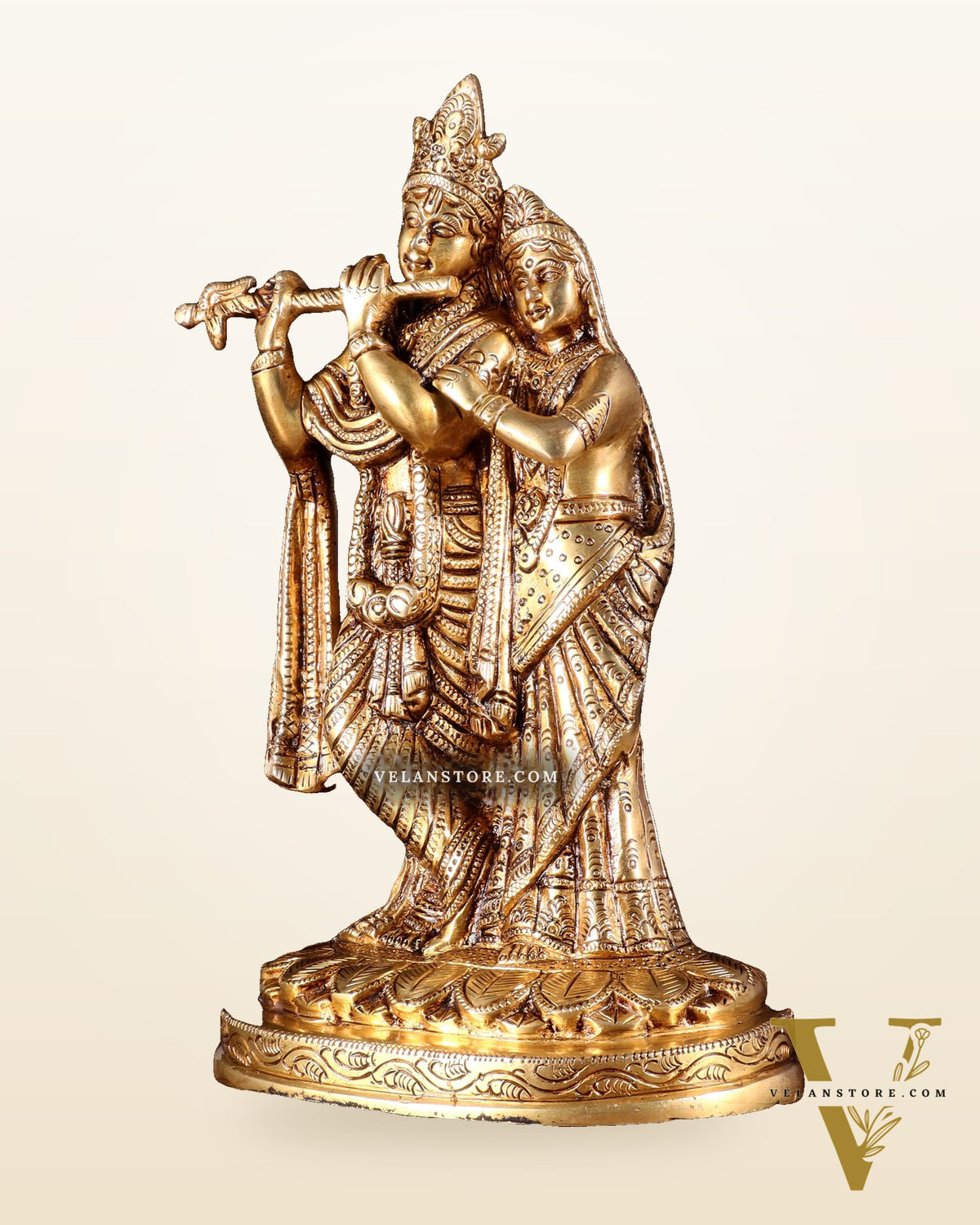 Pure Brass Radha Krishna Idol – 10.5 Inch