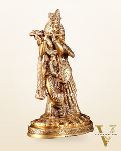 Pure Brass Radha Krishna Idol – 10.5 Inch