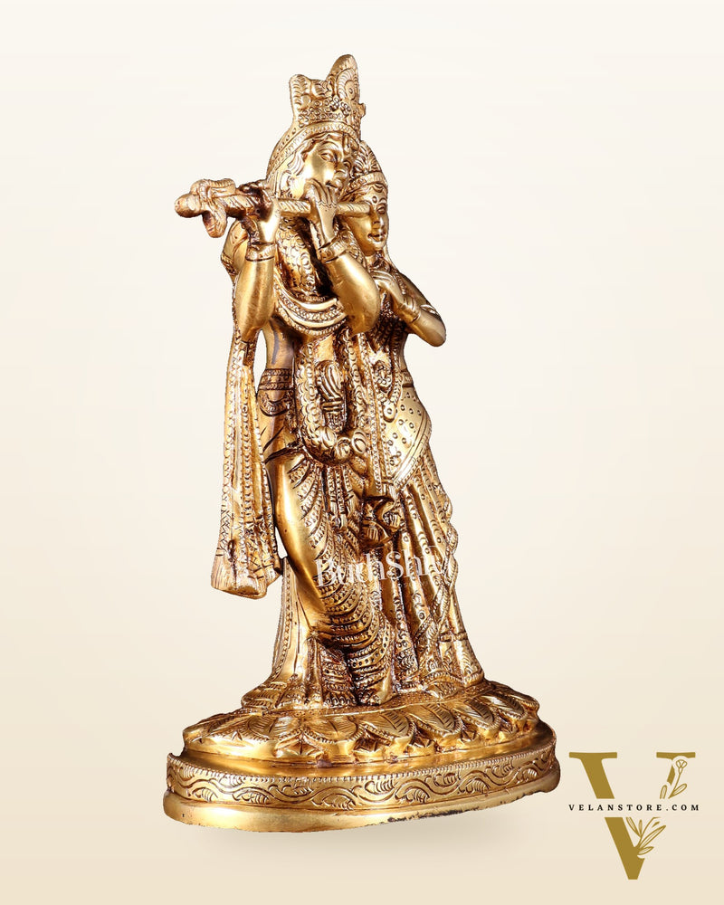Pure Brass Radha Krishna Idol – 10.5 Inch