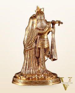 Pure Brass Radha Krishna Idol – 10.5 Inch