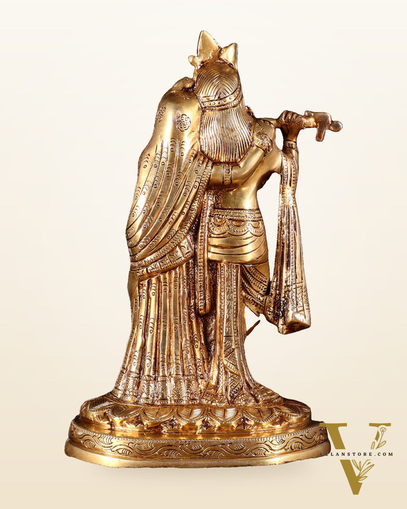 Pure Brass Radha Krishna Idol – 10.5 Inch