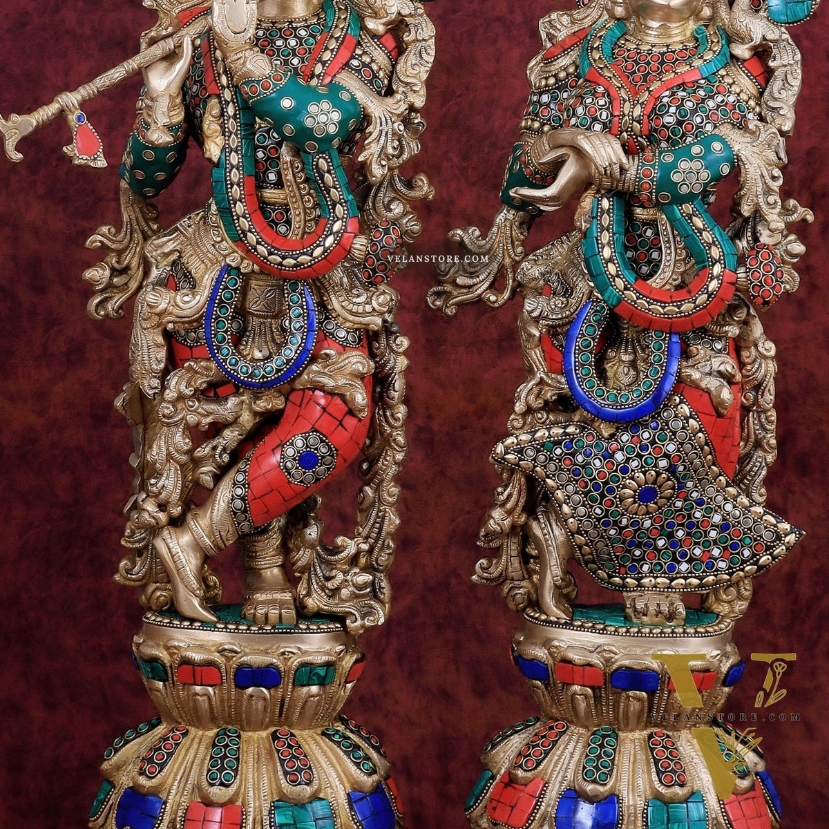 Pure Brass Radha Krishna Idol 25 inch