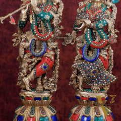 Pure Brass Radha Krishna Idol 25 inch