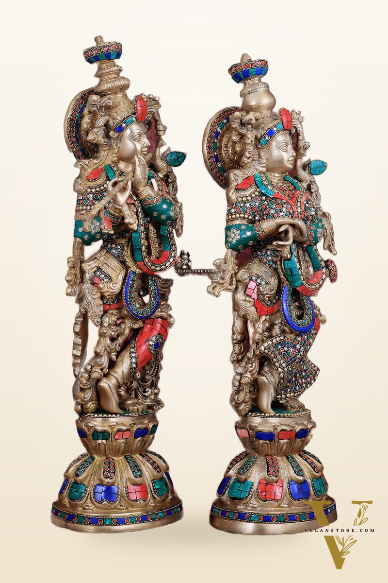 Pure Brass Radha Krishna Idol 25 inch
