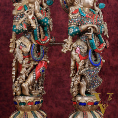 Pure Brass Radha Krishna Idol 25 inch