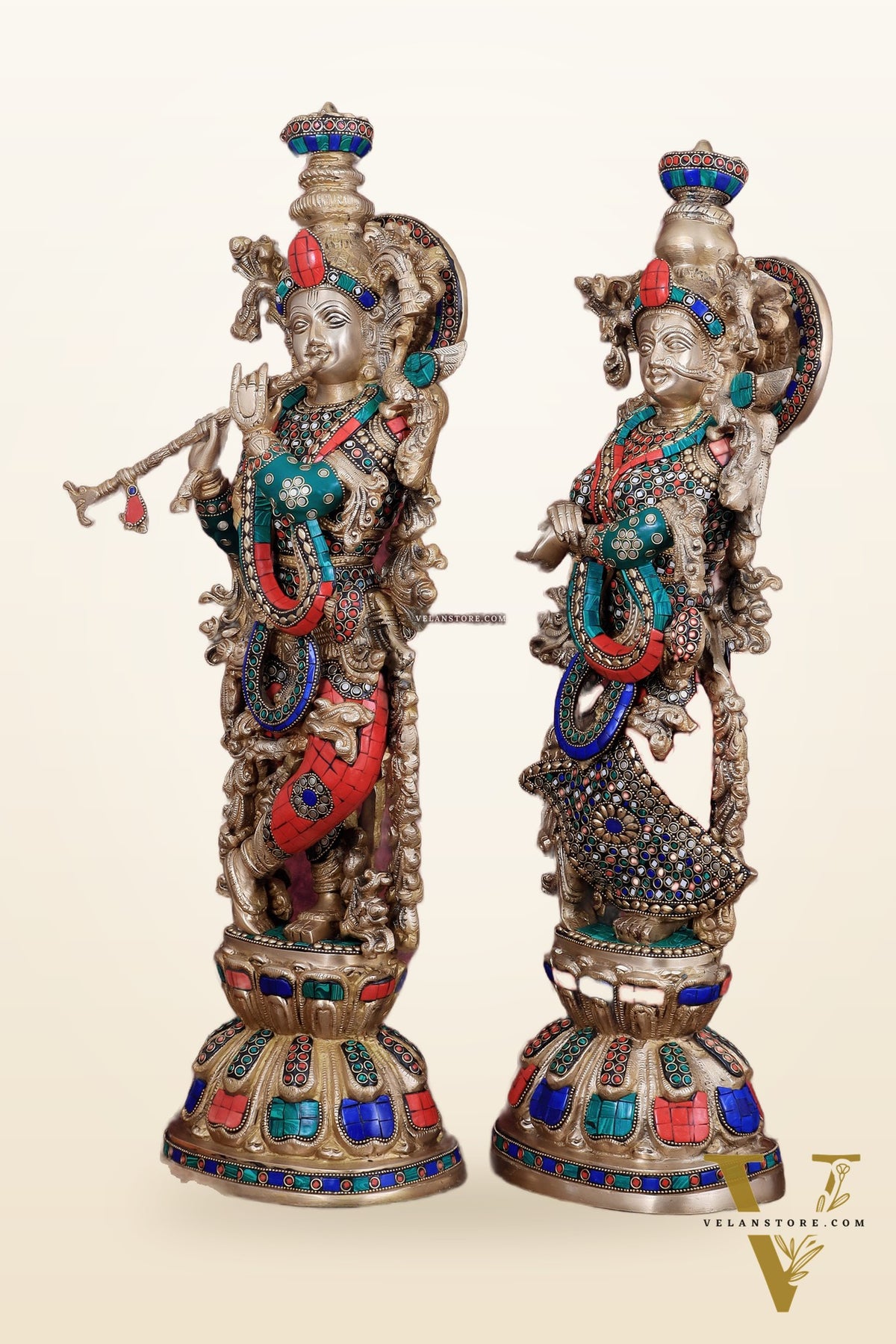 Pure Brass Radha Krishna Idol 25 inch