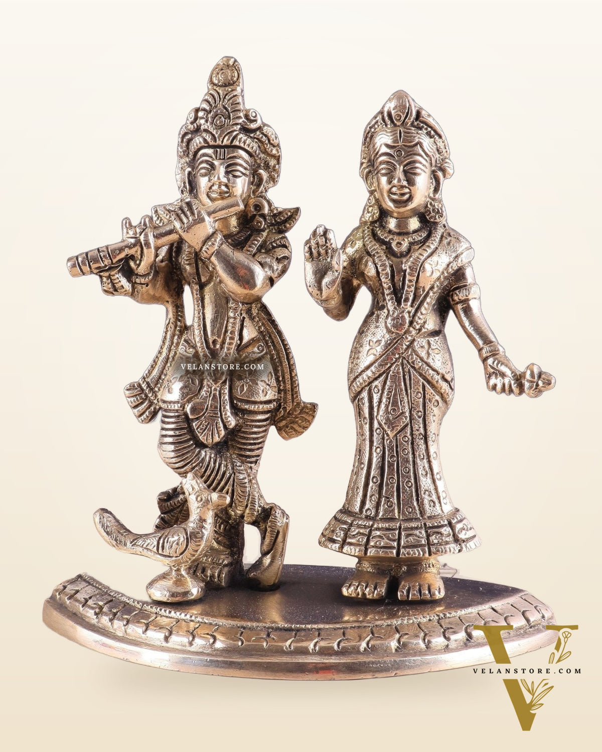 Pure Brass Radha Krishna Idol – 7 Inch | Divine Love Sculpture