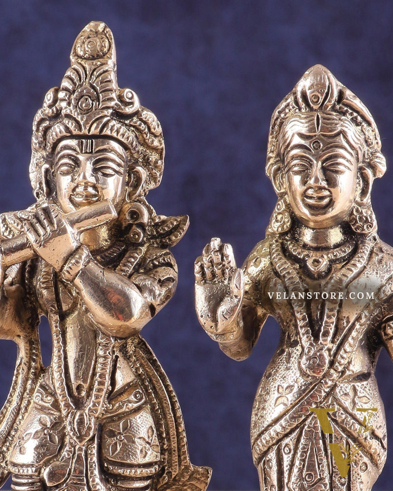 Pure Brass Radha Krishna Idol – 7 Inch | Divine Love Sculpture