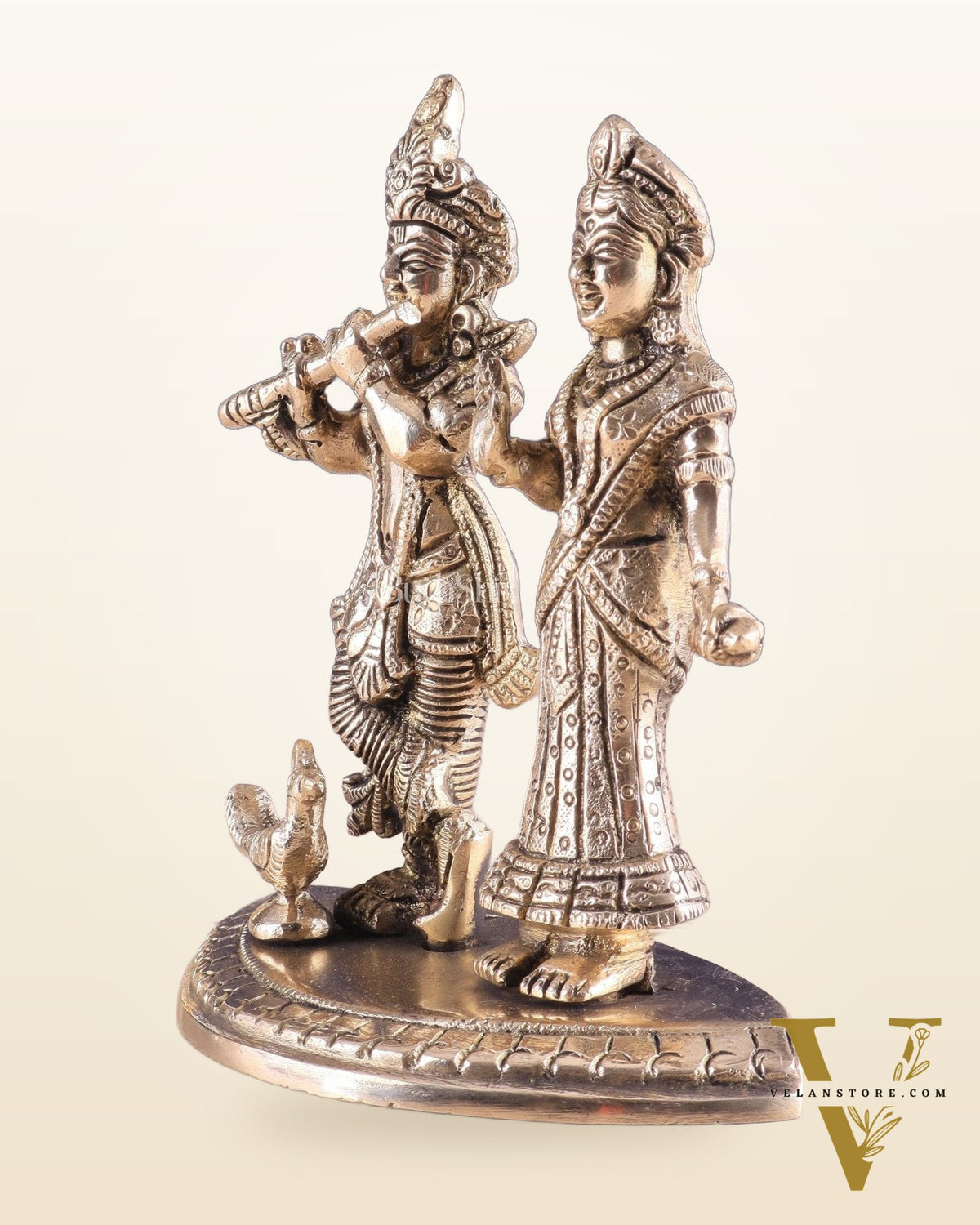 Pure Brass Radha Krishna Idol – 7 Inch | Divine Love Sculpture