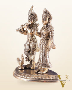 Pure Brass Radha Krishna Idol – 7 Inch | Divine Love Sculpture