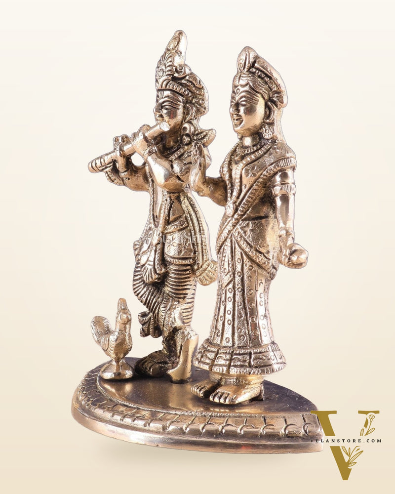 Pure Brass Radha Krishna Idol – 7 Inch | Divine Love Sculpture