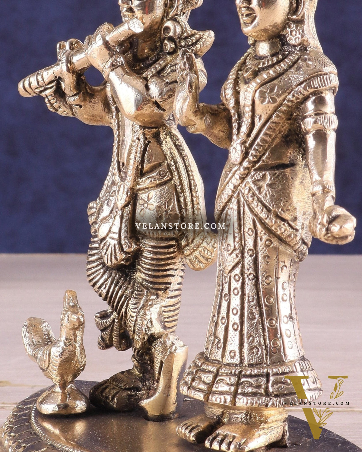 Pure Brass Radha Krishna Idol – 7 Inch | Divine Love Sculpture