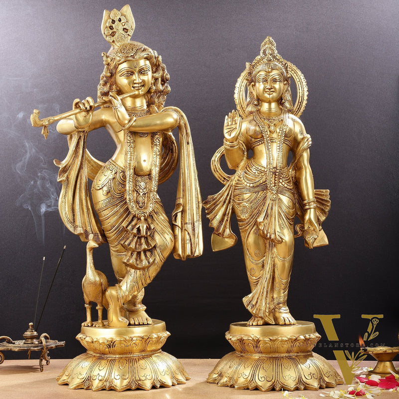 Pure Brass Radha Krishna idols 27 inch