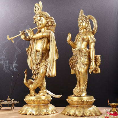 Pure Brass Radha Krishna idols 27 inch