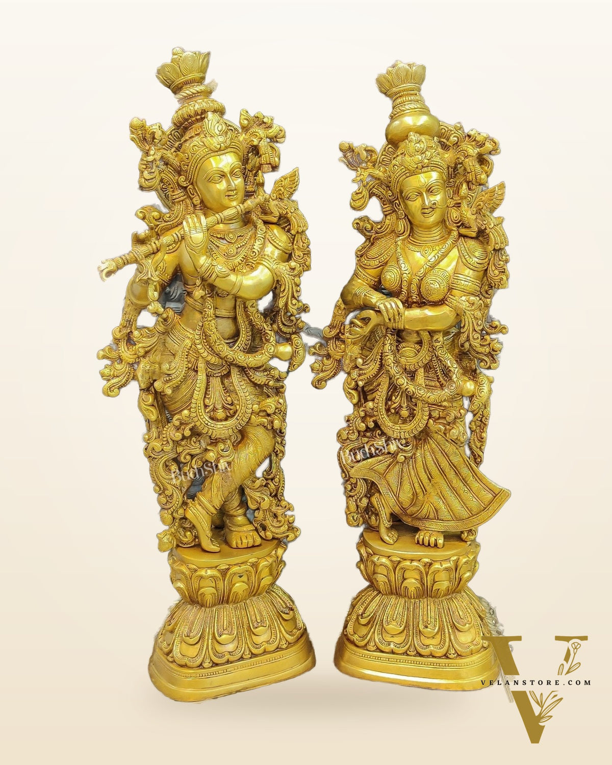 Pure Brass Radha Krishna Idols 30"