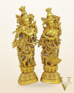 Pure Brass Radha Krishna Idols 30"
