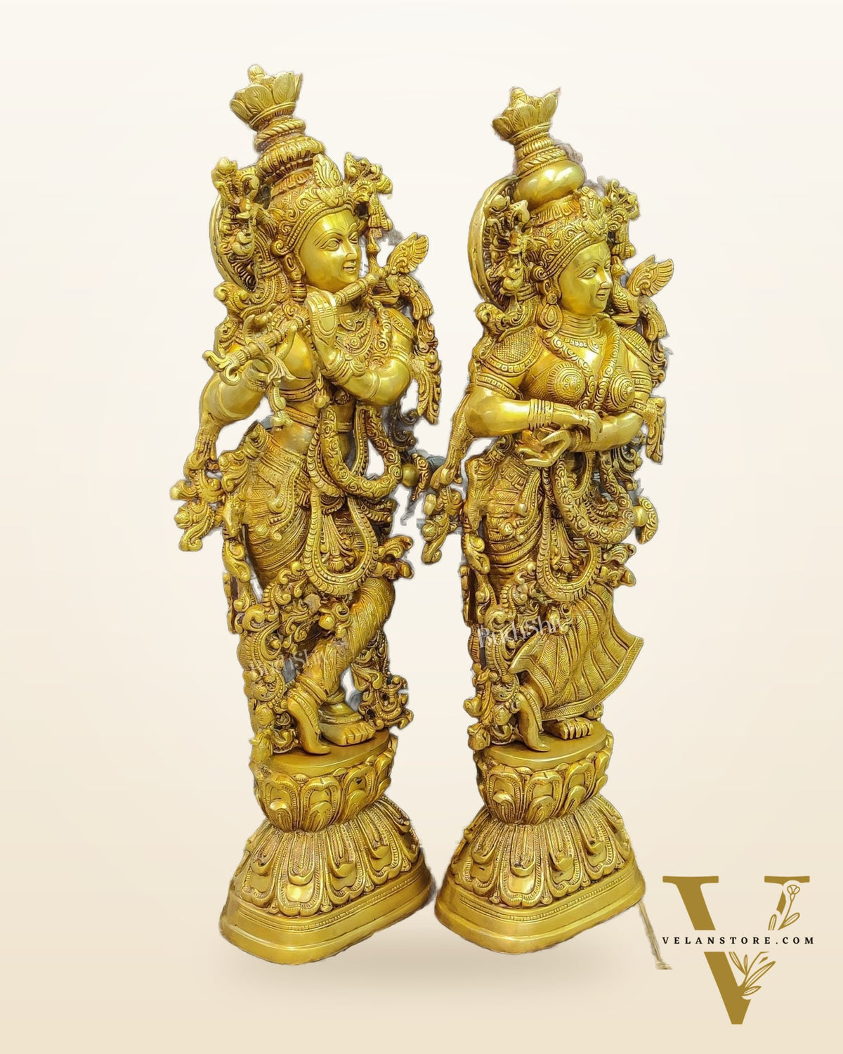 Pure Brass Radha Krishna Idols 30"