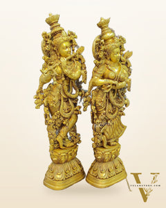 Pure Brass Radha Krishna Idols 30"