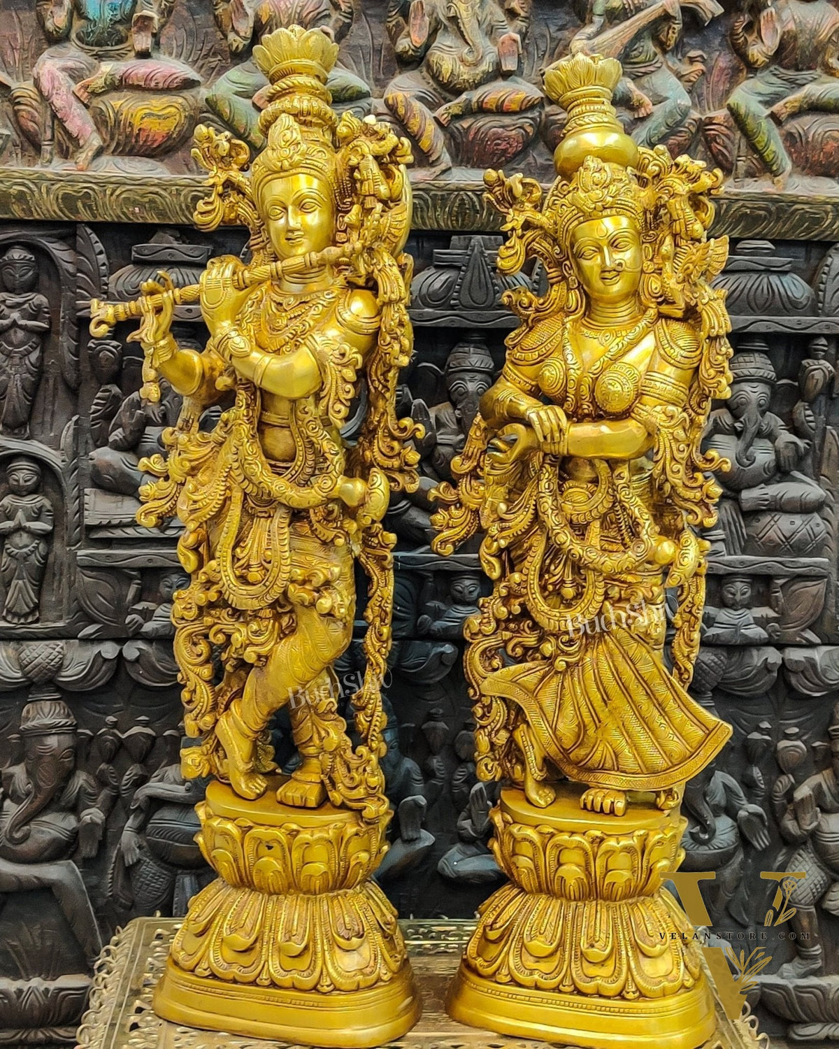 Pure Brass Radha Krishna Idols 30"