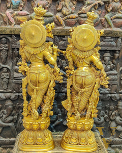 Pure Brass Radha Krishna Idols 30"