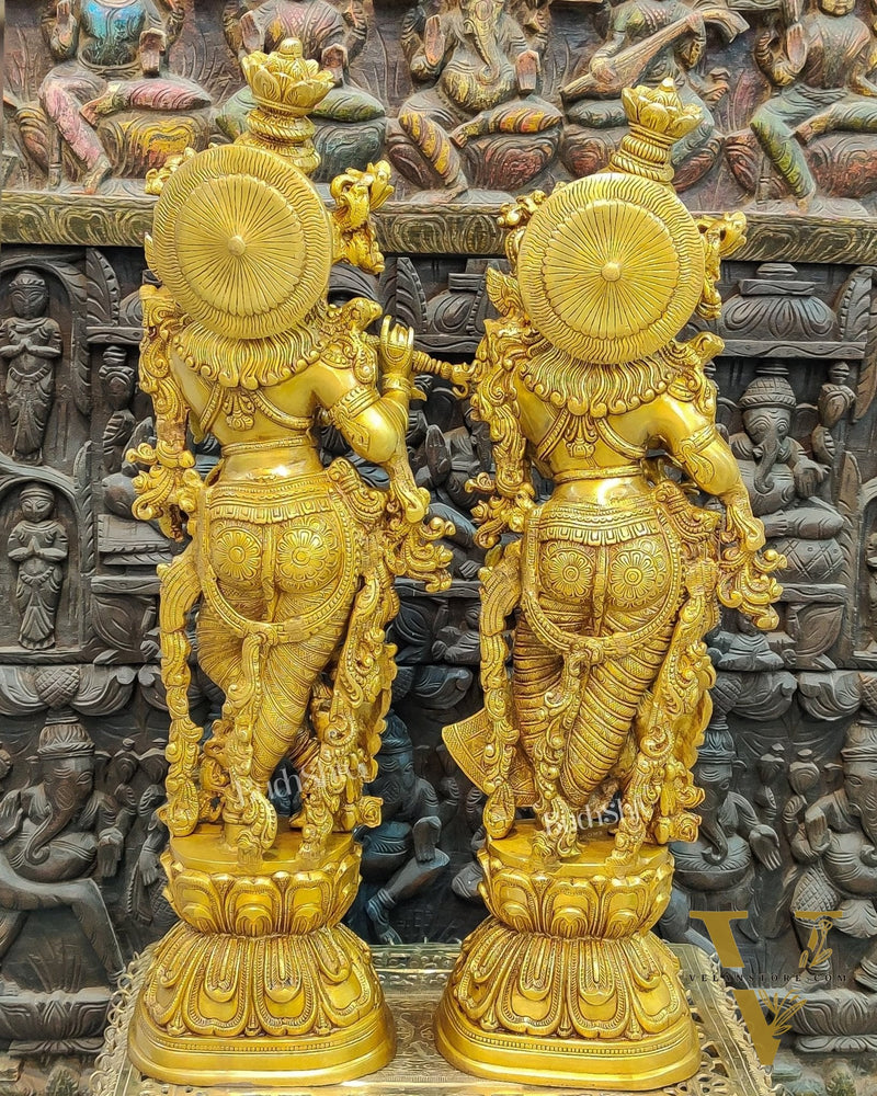 Pure Brass Radha Krishna Idols 30"