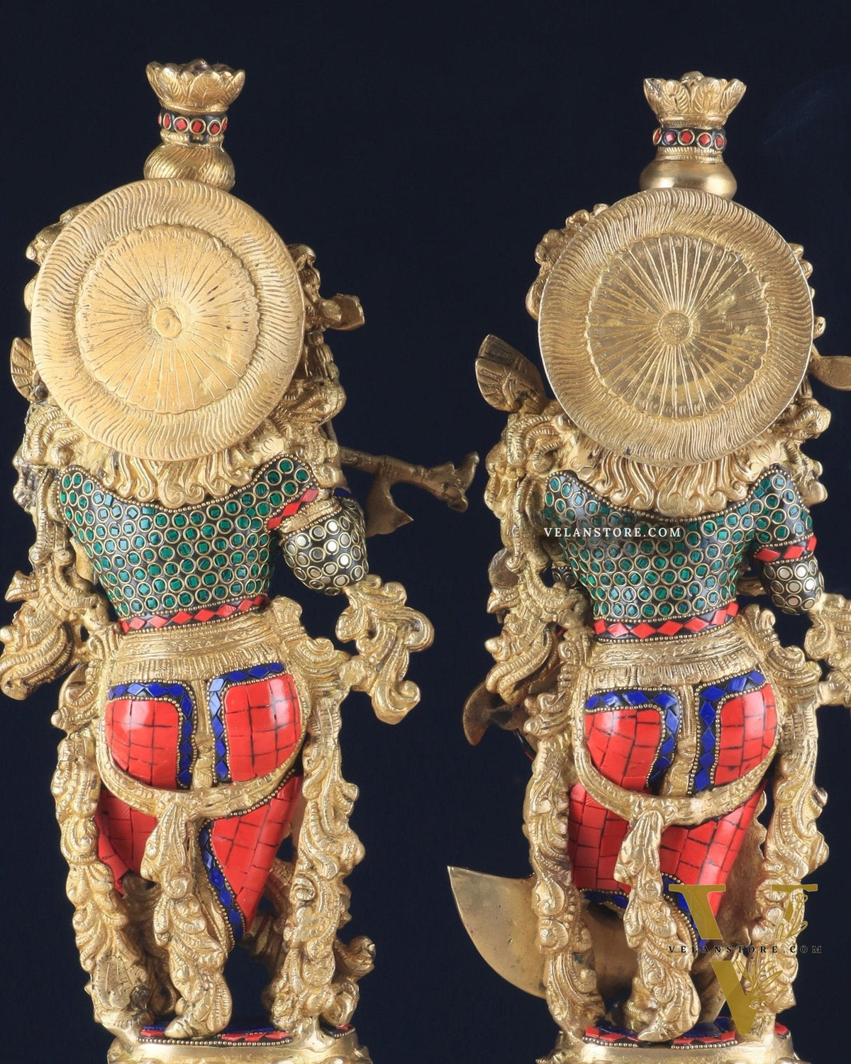 Pure Brass Radha Krishna Statue - 21 inch meenakari delight