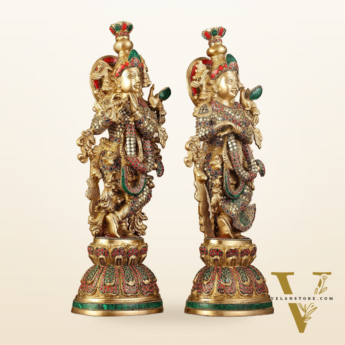 Pure Brass Radha Krishna Statue - 21 inch