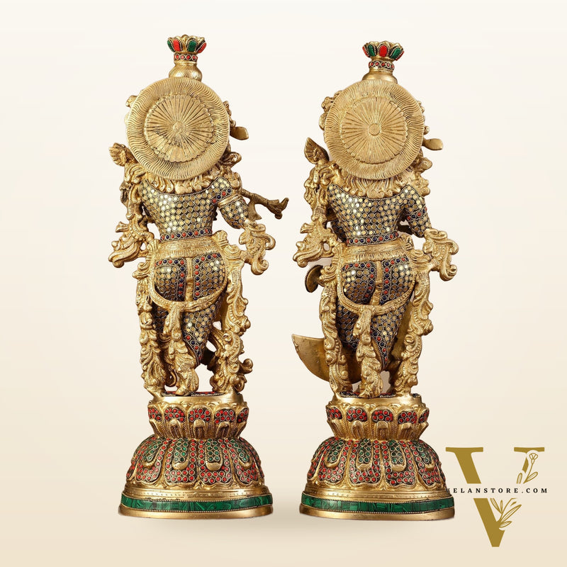 Pure Brass Radha Krishna Statue - 21 inch