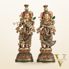 Pure Brass Radha Krishna Statue - 21 inch