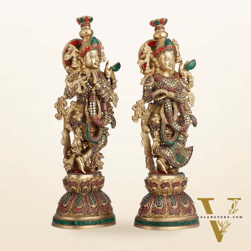 Pure Brass Radha Krishna Statue - 21 inch