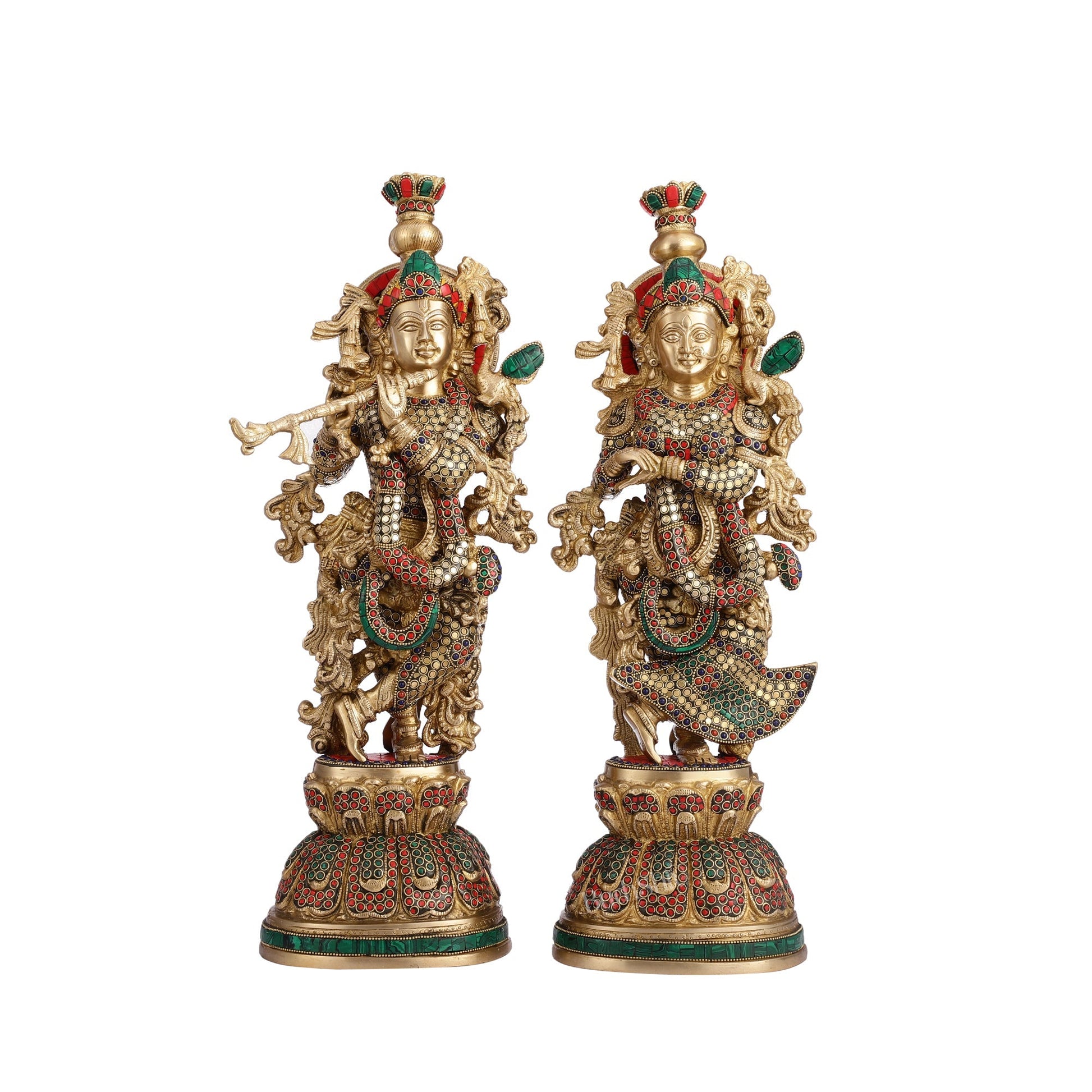 Pure Brass Radha Krishna Statue - 21 inch