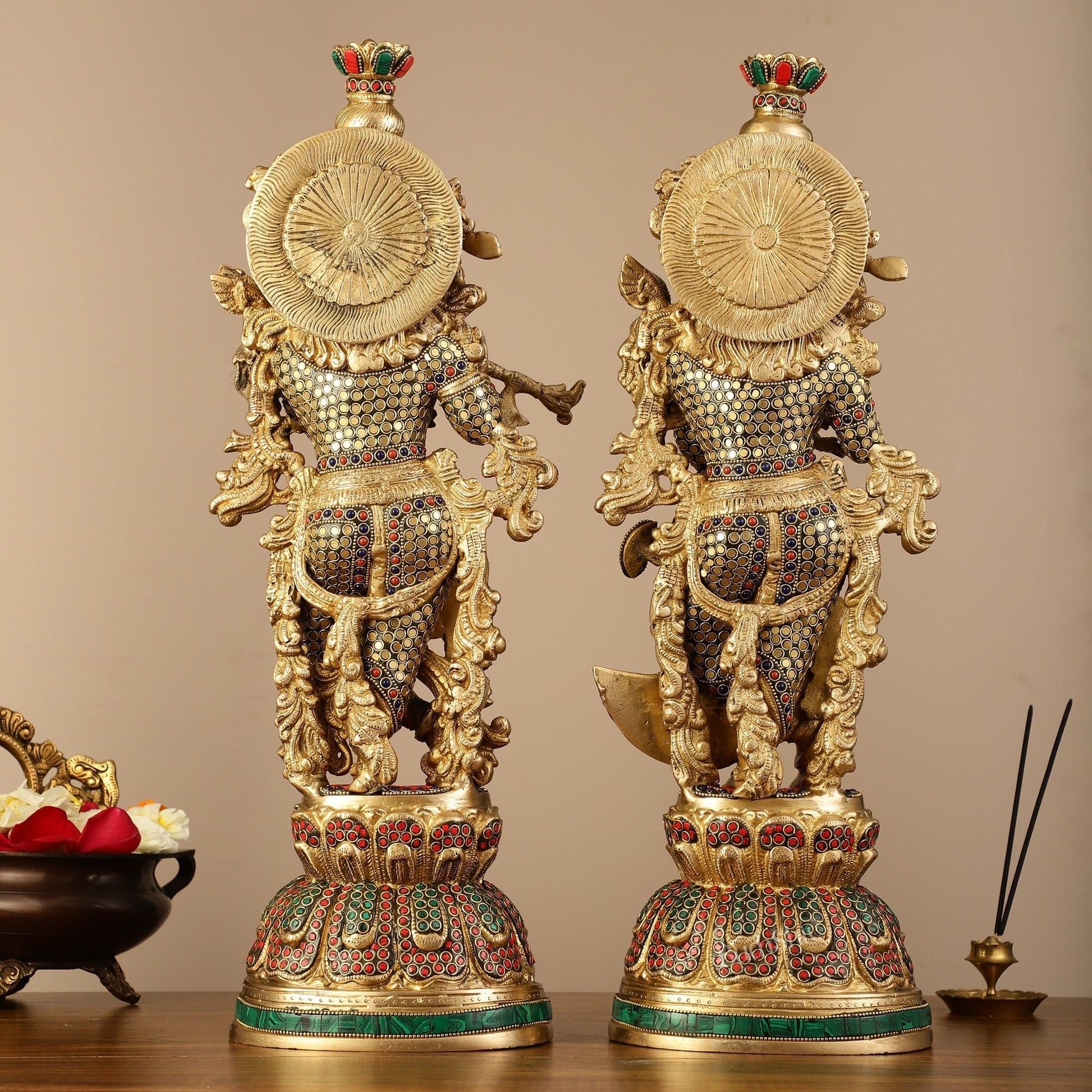 Pure Brass Radha Krishna Statue - 21 inch