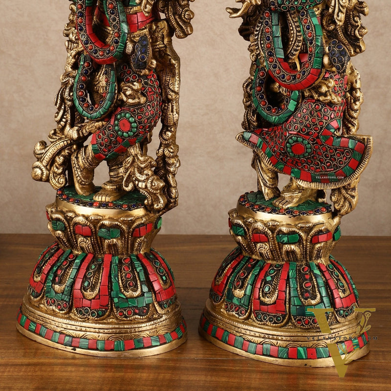 Pure Brass Radha Krishna Statue with Intricate Details | 21 Inch