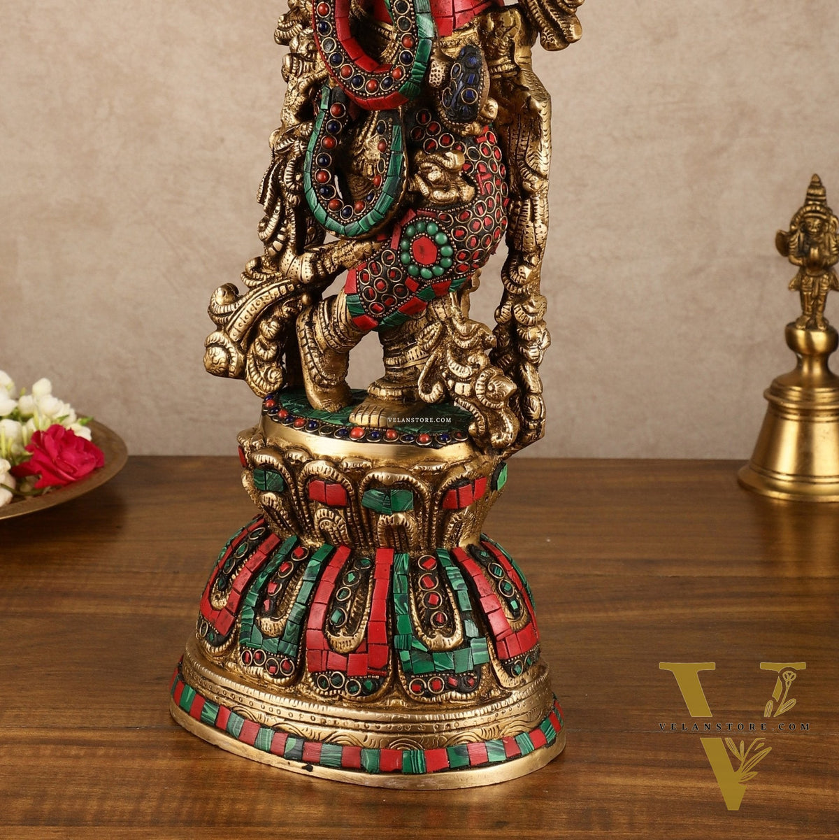 Pure Brass Radha Krishna Statue with Intricate Details | 21 Inch