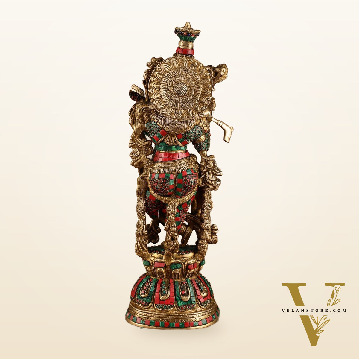Pure Brass Radha Krishna Statue with Intricate Details | 21 Inch