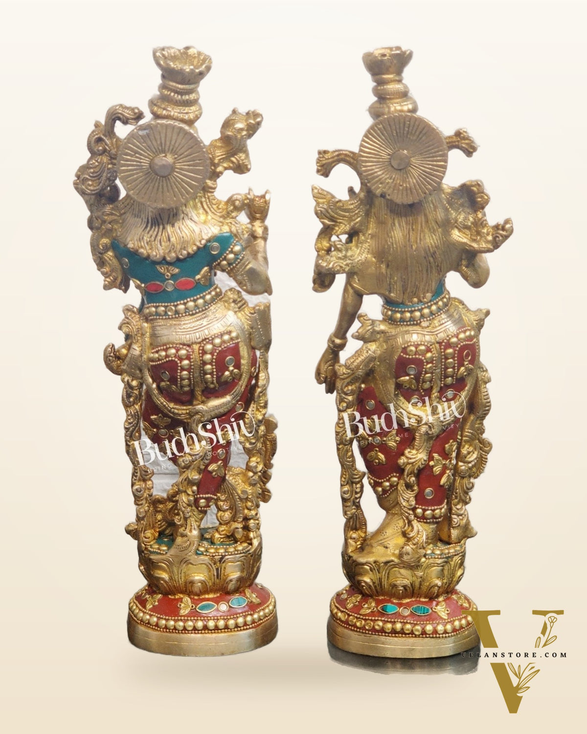 Pure Brass Radha Krishna Statues - Exquisite Handcrafted Art - 14 inch