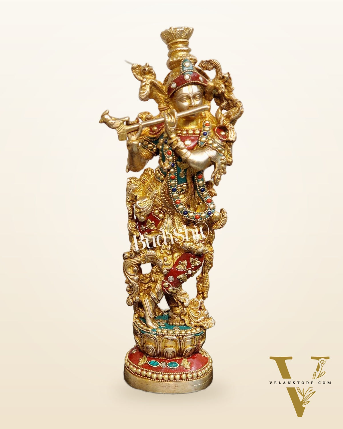 Pure Brass Radha Krishna Statues - Exquisite Handcrafted Art - 14 inch